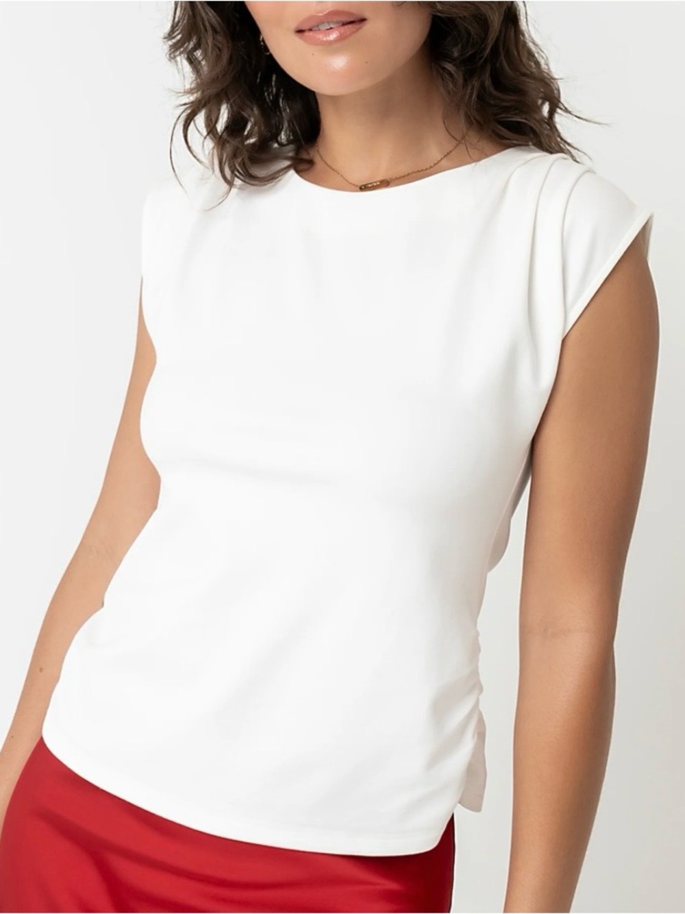 ANTHROPOLOGY White Cap-Sleeve Crewneck Tee NWOT